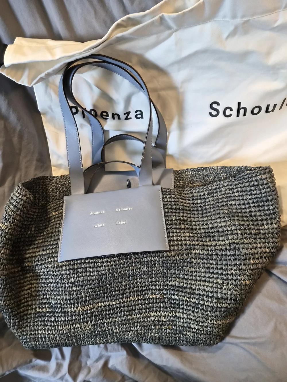 Proenza Schouler Blue Leather-Trim Woven Tote